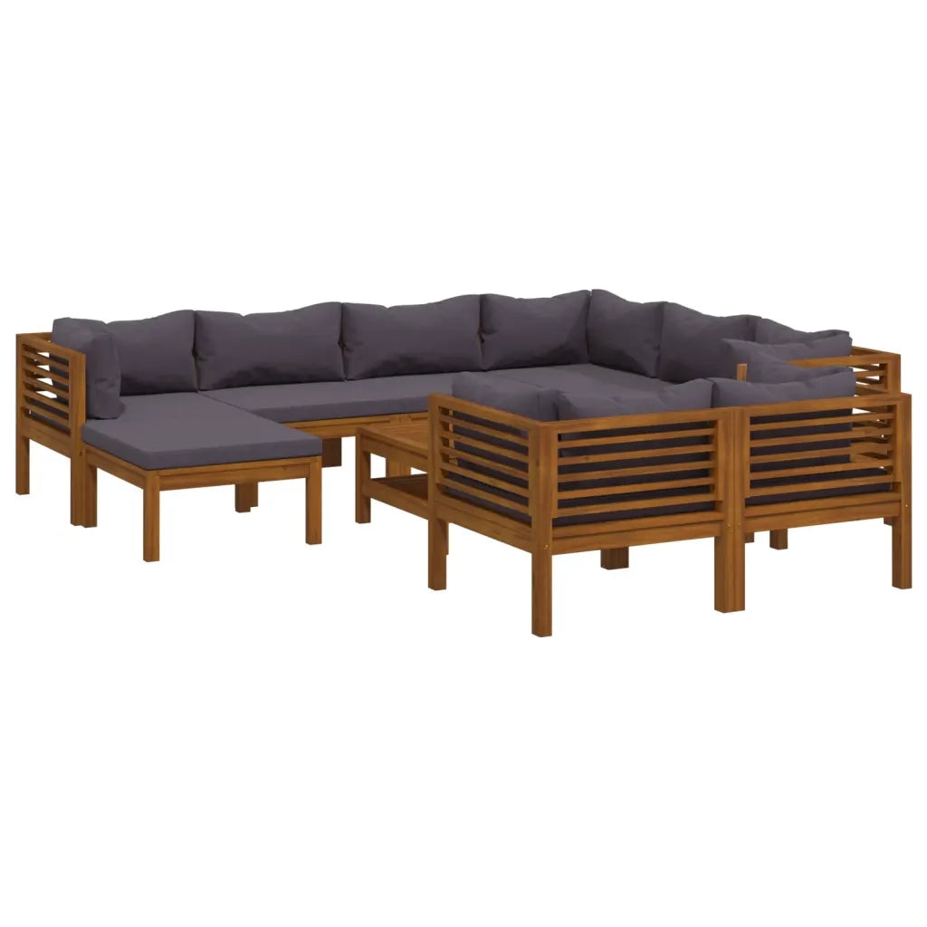 Set Divani da Giardino 10 pz con Cuscini in Massello di Acacia cod mxl 40787