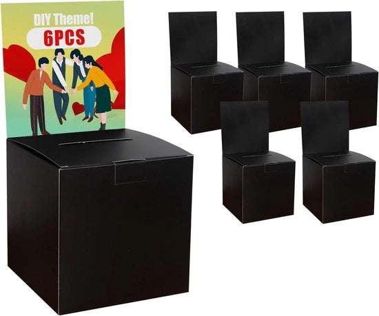 Scatola di raccolta per fondi - cassa per donazioni - scatole di gioco vincenti - dozzine di donazioni per la raccolta fondi - scatole di cartone nere con coperchio rimovibile per la personalizzazione aziendale - cartellino di raccolta