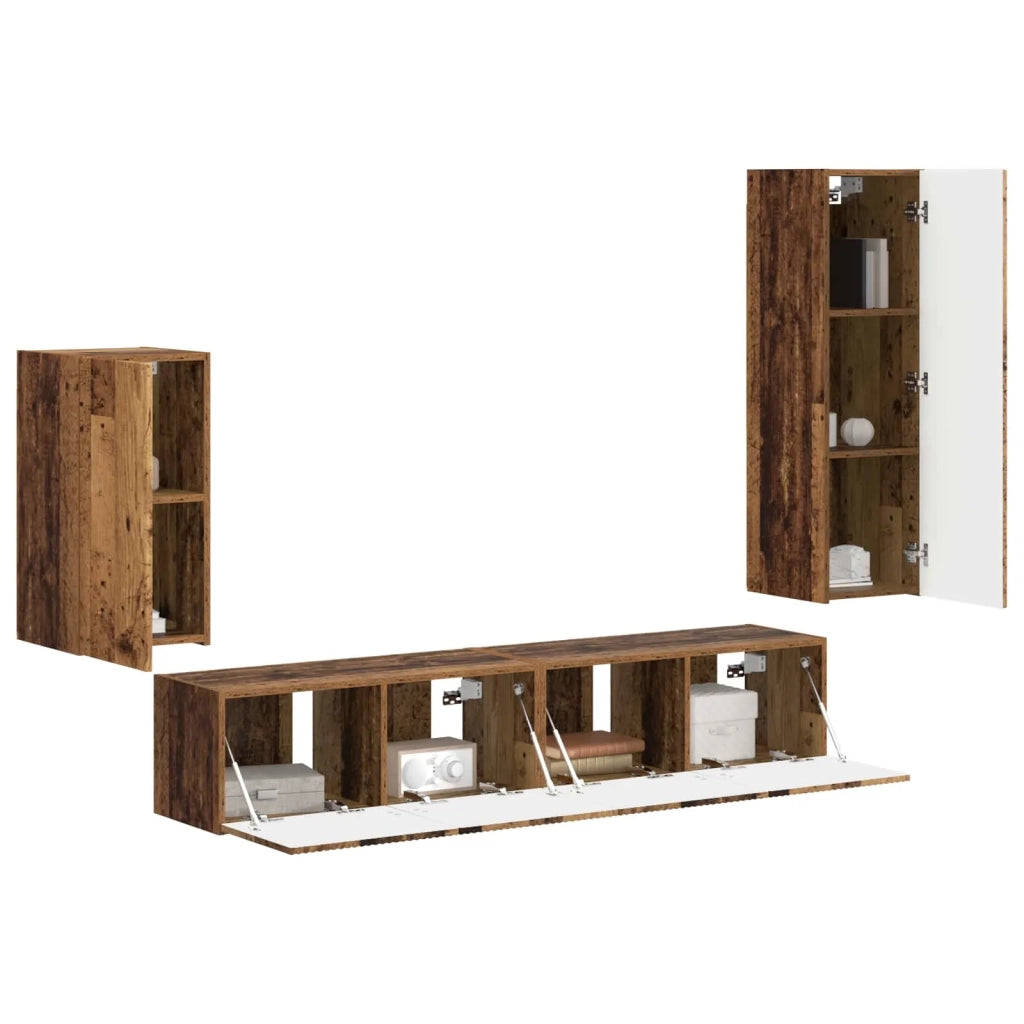 Set mobile TV 4 pcs Legno vecchio Legno multistrato