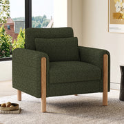 Poltrona lounge in teddy con cuscino spesso, struttura in legno massello, verde