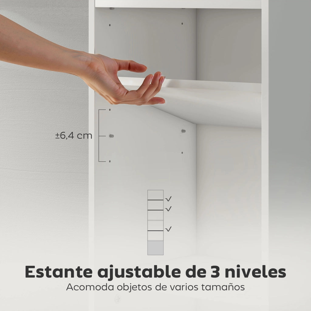Libreria 5 Livelli Moderna con Ante ¨C Zephmum ¨C Bianco 40x30x156 cm