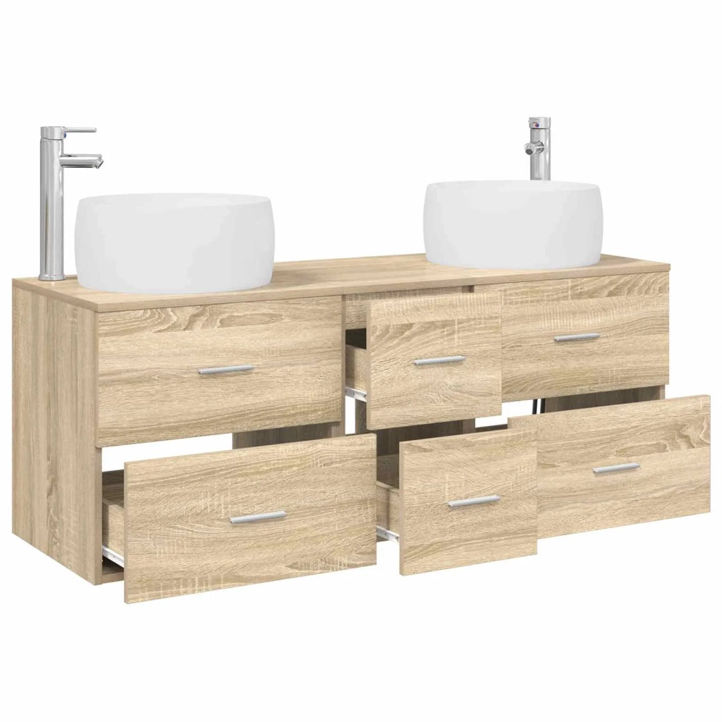 Set di mobili per il bagno 3 pz Rovere Sonoma 3405933