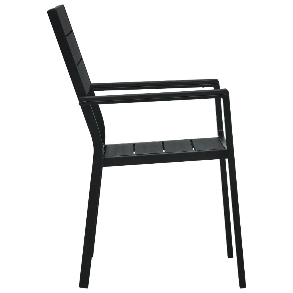 Sedie da Giardino 2 pz Nere in HDPE Aspetto Legno 47885