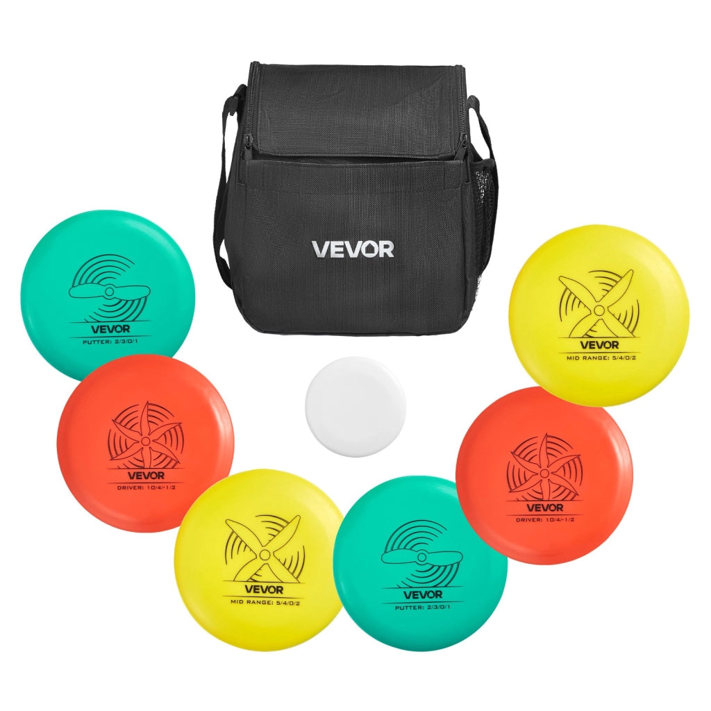 Set da Disc Golf 6+1 Pezzi in TPE JY005-S70002 con Putter Mid-Range Driver Mini Marcatore e Zaino Portatile per Giardino e All'aperto