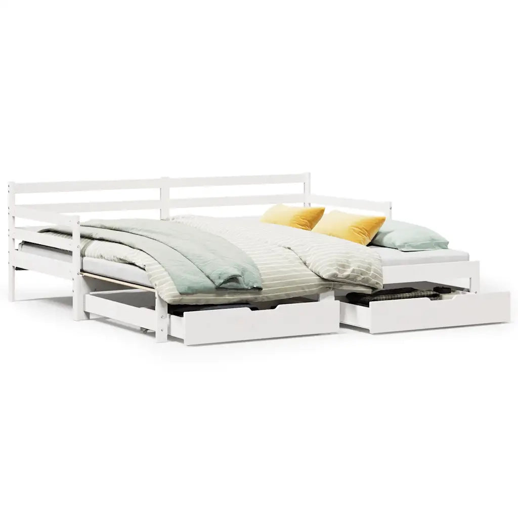Letto Estraibile con Cassetti senza Materasso Bianco 90x200 cm