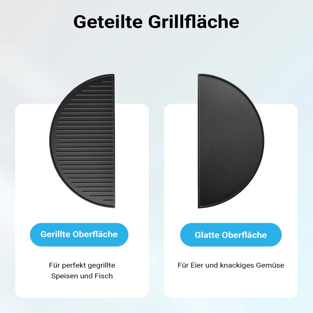 Piastra in ghisa rigata, forma a mezza luna, 55 x 26,5 x 1,5 cm, griglia in ghisa per barbecue, bistecchiera, ideale per grigliare carne, pesce, verdure