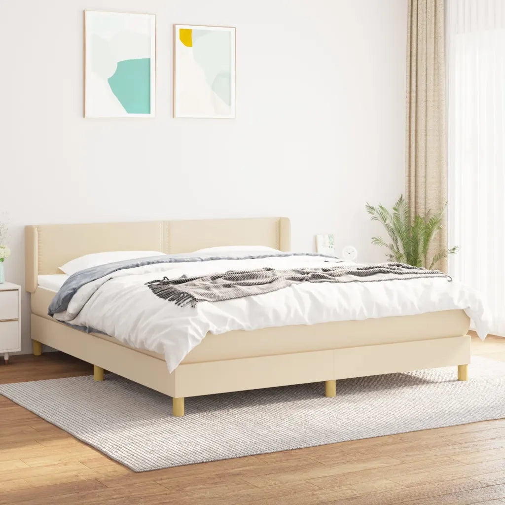 Giroletto a Molle con Materasso Crema 180x200 cm in Tessuto 3130214