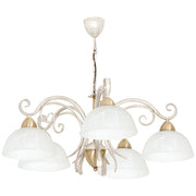 Lampadario Aurora Luminex crema 5 luci vetro oro E27