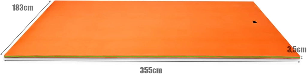 Tappetino Galleggiante Acquatico, 355X183cm, Materassino Galleggiante Resistente agli Strappi con Dispositivo di Ormeggio e Cinghie di Aggancio, per Mare Lago Piscina e Spiaggia
