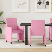 Sedie da Pranzo con Ruote 2 pcs Rosa 58 x 65 x 94 cm Tessuto