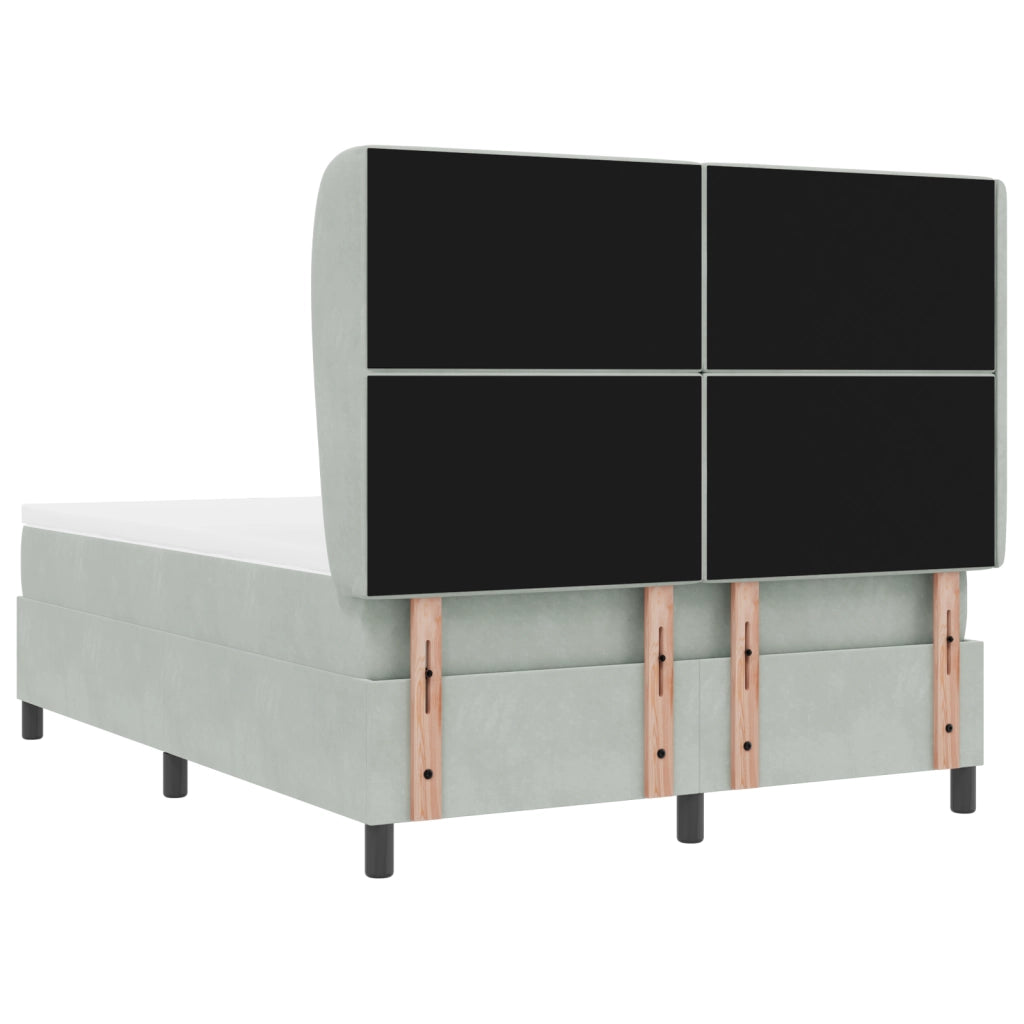 Letto Box Spring con Materasso Grigio Chiaro 140x200 cm in Velluto