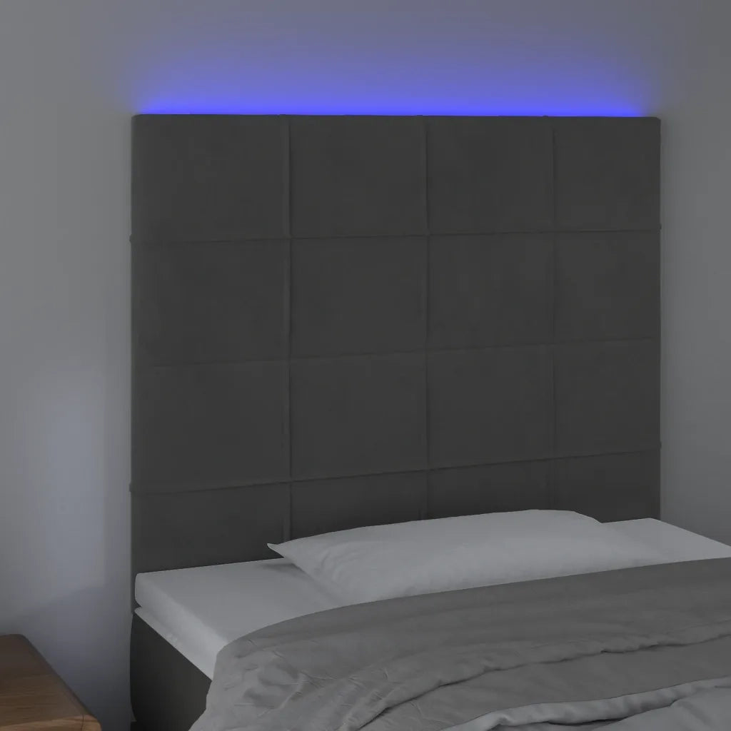 Testiera | Testata a LED Grigio Scuro 90x5x118/128 cm in Velluto