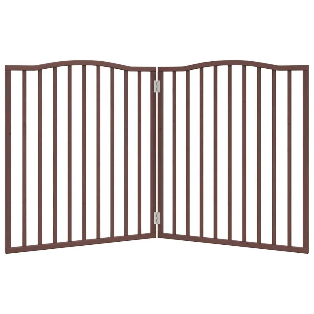 Cancelletto di sicurezza pieghevole per cani a 2 pannelli 160 cm legno di pioppo marrone 02_0023039