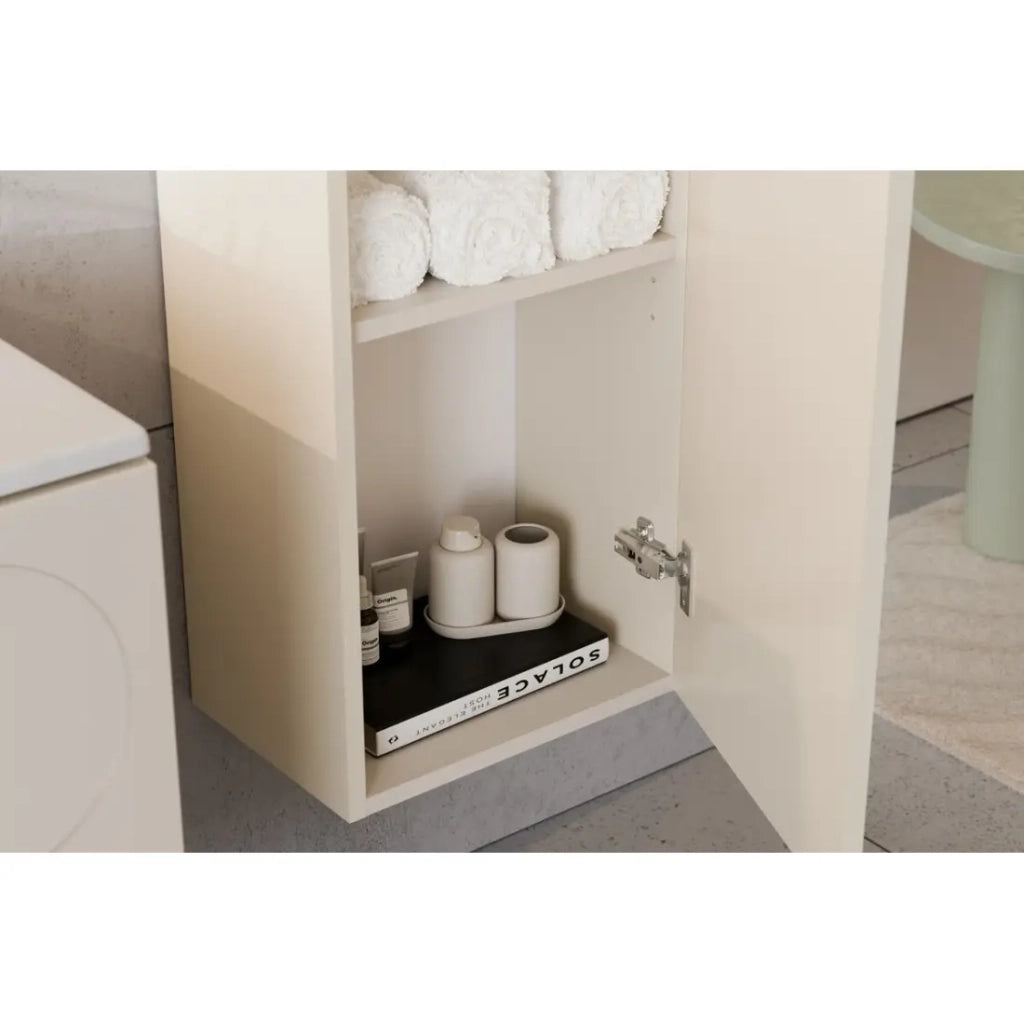 Set TORNADO beige: mobile sotto lavabo 80cm + piano per lavabo + colonna di stoccaggio