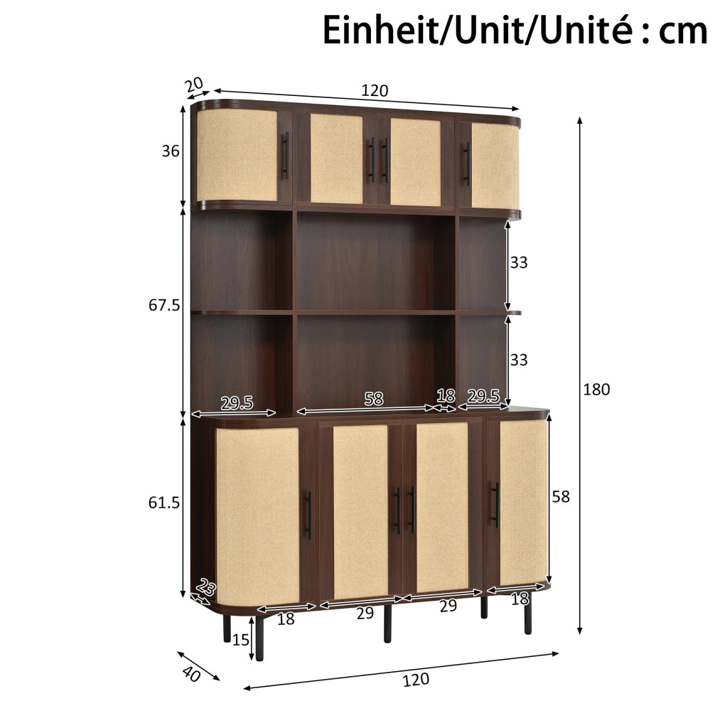 Set mobili soggiorno e sala da pranzo con TV lowboard; sideboard e armadio alto 180 cm; MDF noce
