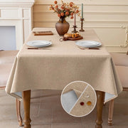 Tavolo con finitura di lino, lavabile, impermeabile, per sala da pranzo, giardino, festa, matrimonio o casa, 90 x 150 cm - Khaki