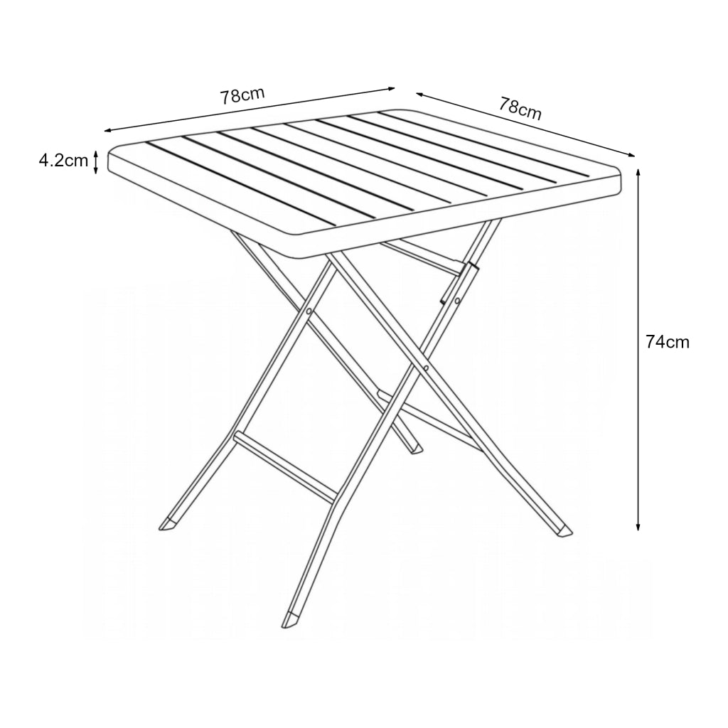 Tavolo da campeggio pieghevole 78 x 78 x 74 cm effetto legno marrone 03_0011000