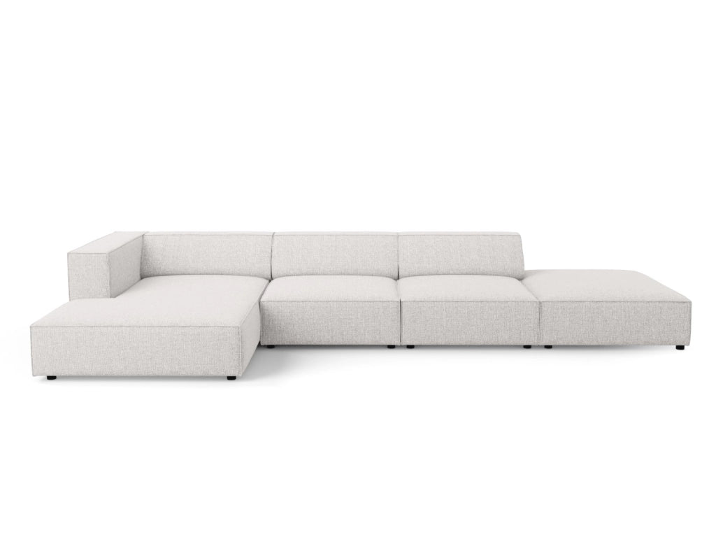 Cosmopolitan Design - Divano angolare sinistro "Arendal" 5 posti in ciniglia grigio chiaro 
