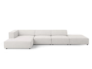 Cosmopolitan Design - Divano angolare sinistro "Arendal" 5 posti in ciniglia grigio chiaro 
