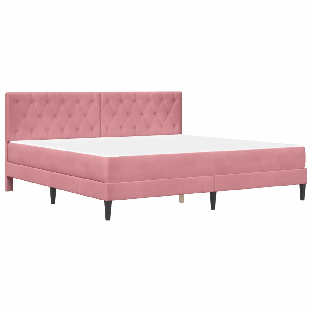 Struttura letto con materasso Rosa 200 x 200 cm Velluto 3415075