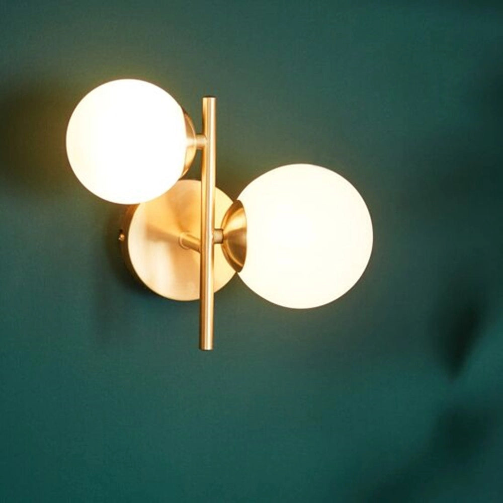Trade Shop - Applique Da Parete Lampada Da Muro In Metallo Bronzo Con 2 Sfere Attacco G9 Ip20 Aq42 -