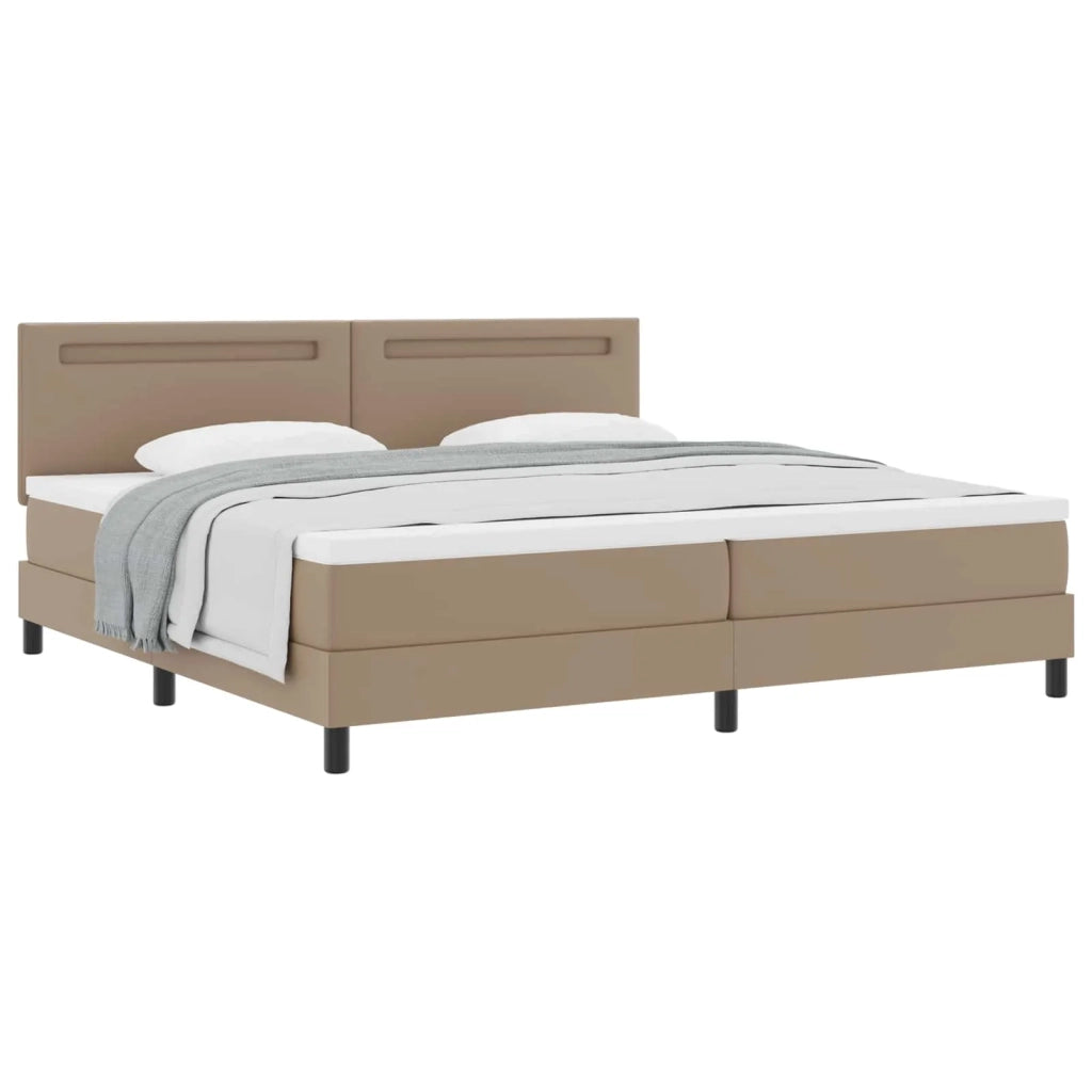 Letto a molle con led Cappuccino 200 x 200 cm Pelle sintetica 3339067