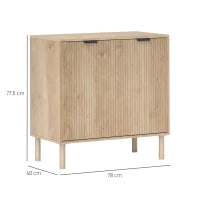 Mobile Contenitore in Legno a 2 Livelli con Ripiano Regolabile su 3 Livelli, 78x40x77.5 cm, color Rovere