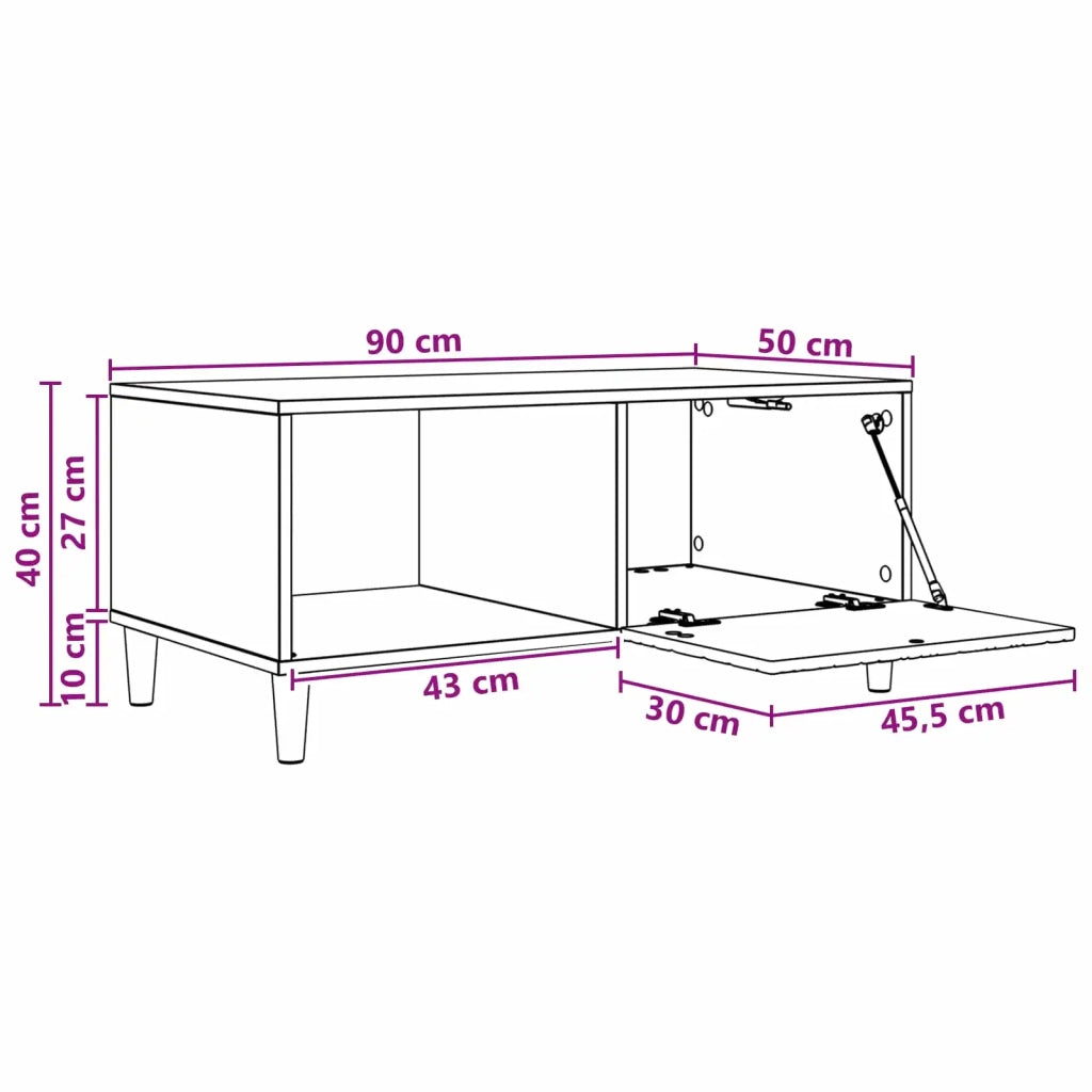 Tavolino da salotto Legno antico 90 x 50 x 40 cm 895193