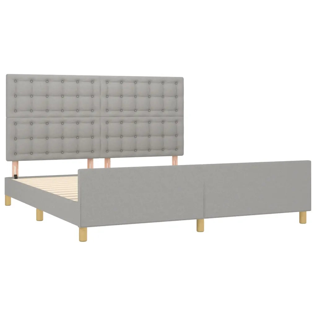 Giroletto con Testiera Grigio Chiaro 180x200 cm in Tessuto 3125397
