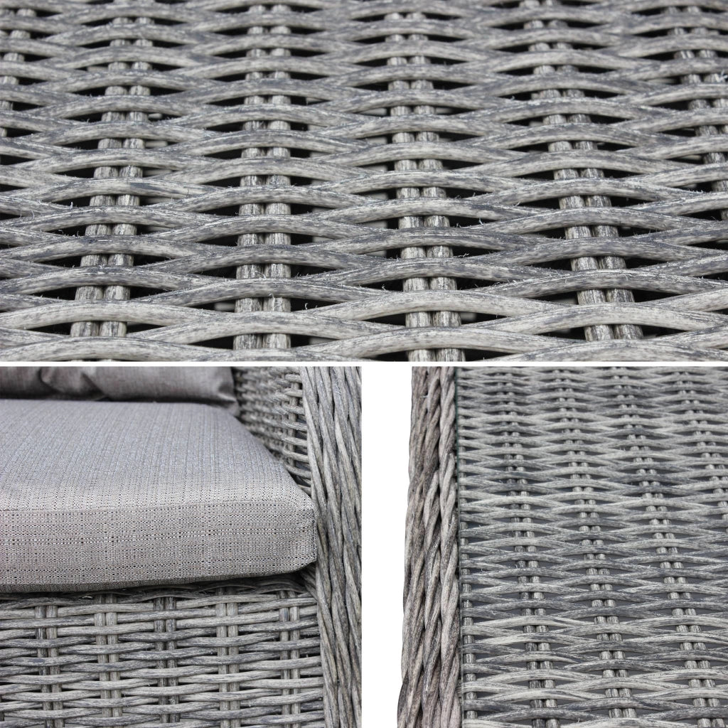 Set tavolo da giardino in resina arrotondata con 6 poltrone, grigio