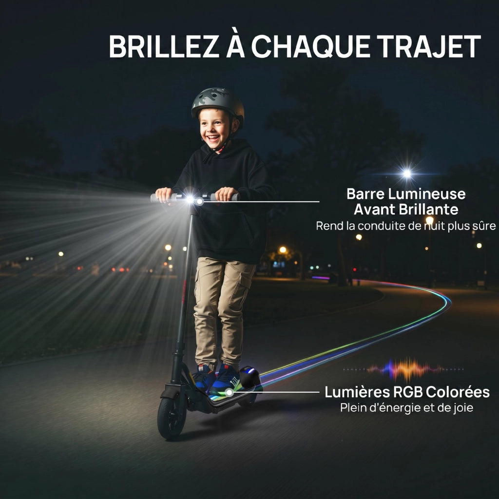 Trottinette Elettrica Bambini 6-14 Anni ¨C zephmum ¨C LED RGB Nero 6.5''