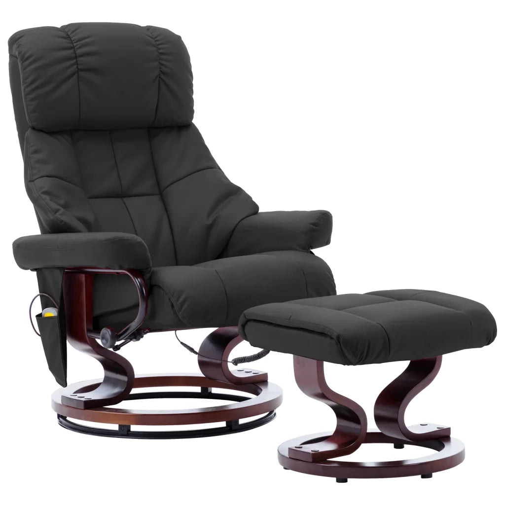 Poltrona Massaggiante Grigio in Similpelle e Legno Piegato cod mxl 72678