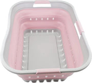Wasmannino pieghevole in plastica, contenitore di stoccaggio pieghevole/organizzatore pop-up, waschiera portatile, waschiera spazievoluta, 1, grigio/rosa chiaro