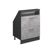 Mobile cucina sottotetto R-Line Calcestruzzo/Antracite 60 cm con 2 cassetti Vicco