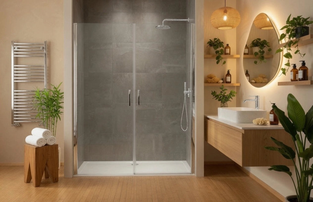 Box doccia nicchia 80 cm porta DUE BATTENTI H200 cm cristallo 6mm profilo CROMATO ZENO