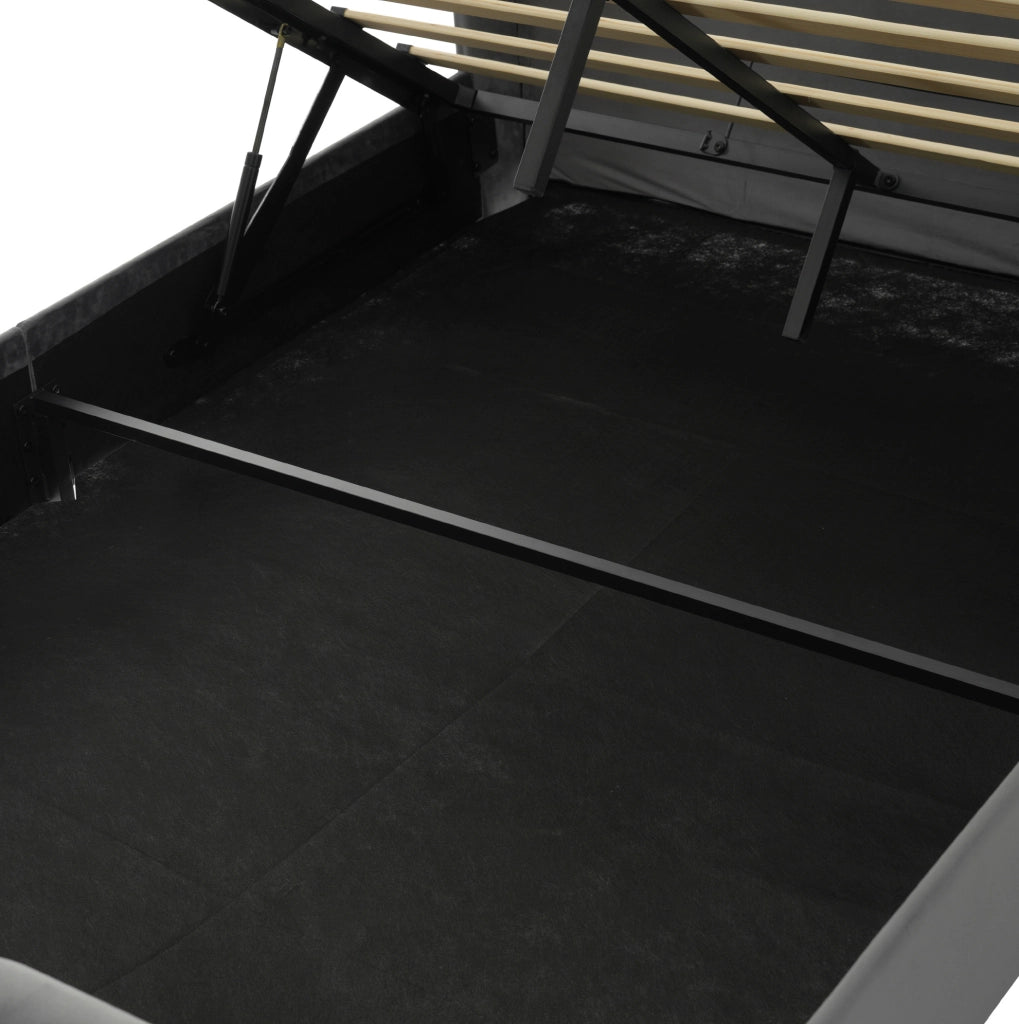 Letto matrimoniale imbottito 160x200 cm in velluto grigio con LED; USB; USB-C e materasso
