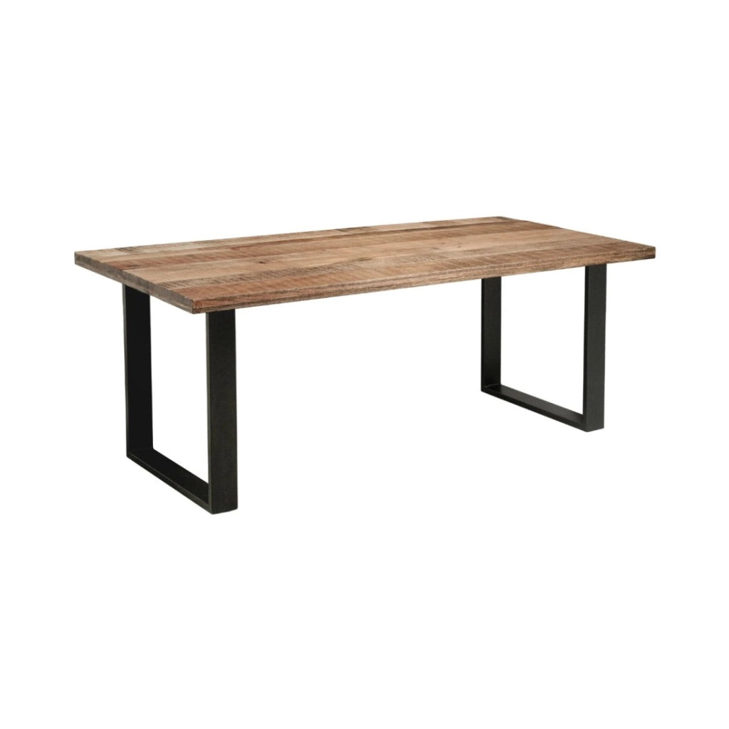 Table LODEN 180 cm – Piano in legno massiccio di mango e gambe in metallo nero