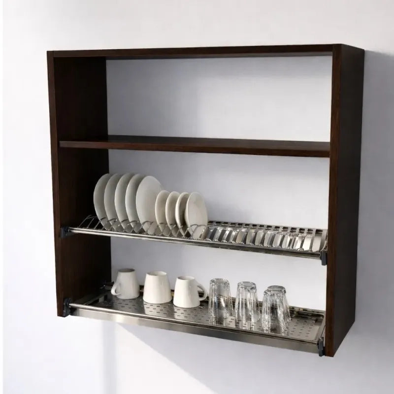 Pensile Scolapiatti H 90X L 90X P 33 Completo Di Scolapiatti In Acciaio Inox. Spedizione In Kit In Colore Wenge