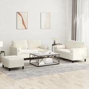 Set di Divani 3 pz con Cuscini Crema in Velluto