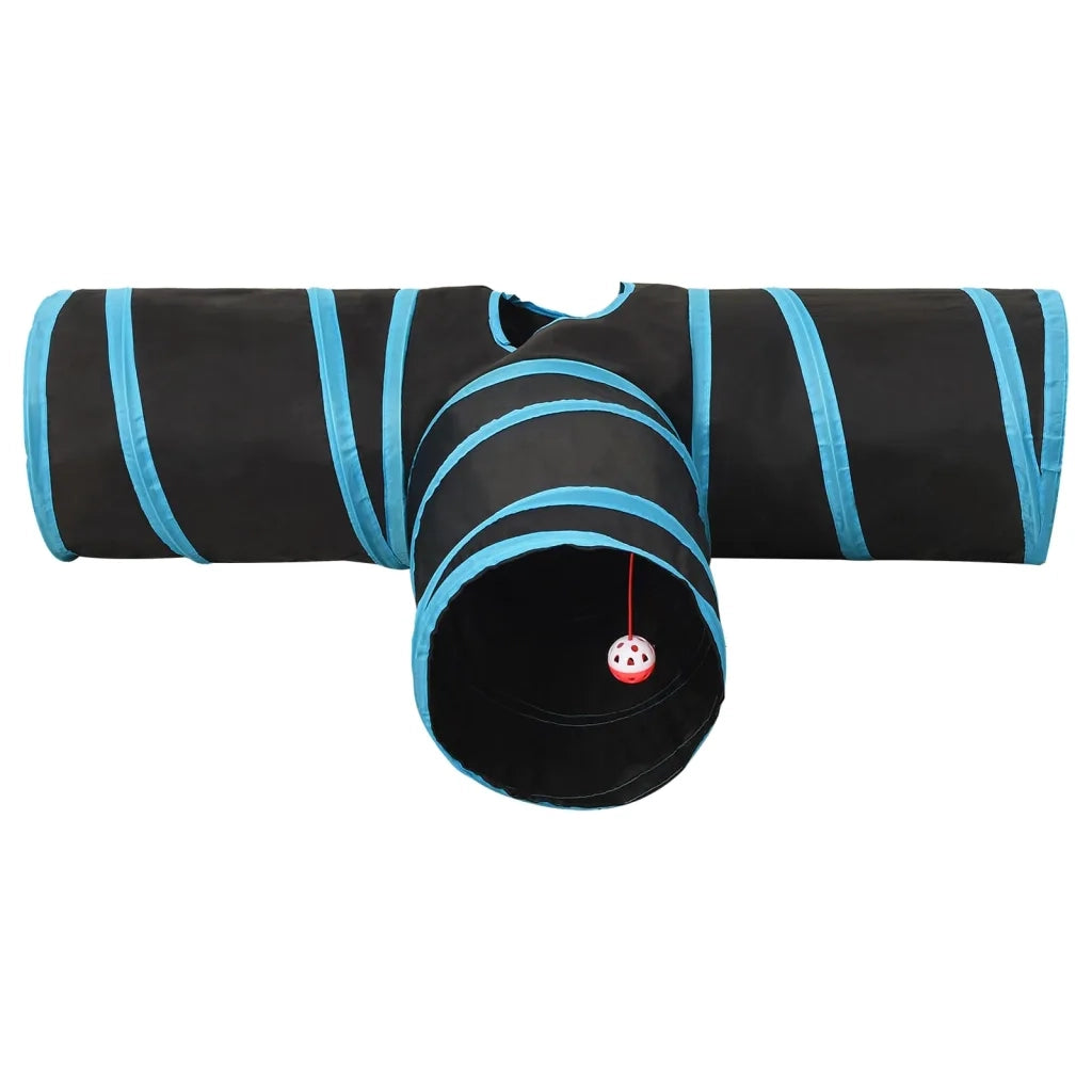 Tunnel per Gatti a 3 Vie Nero e Blu 90 cm in Poliestere CFW4811101