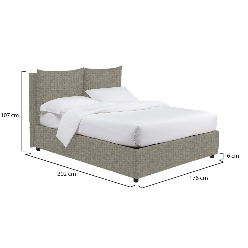 Formby, Letto Matrimoniale Sfoderabile Made in Italy, Grigio