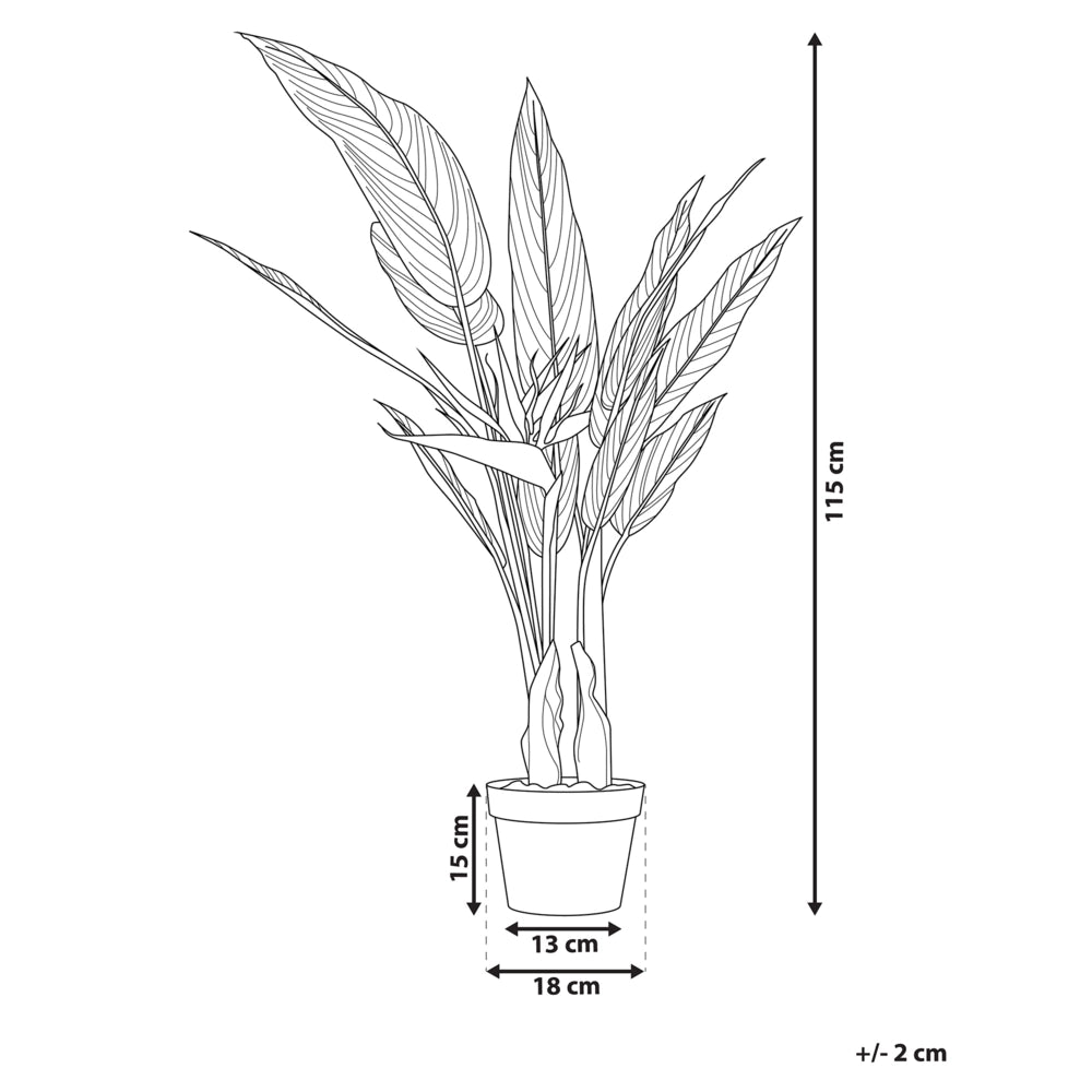 Albero di strelitzia artificiale in vaso verde e Nero sintetico 115 cm materiale accessorio decorativo per interni