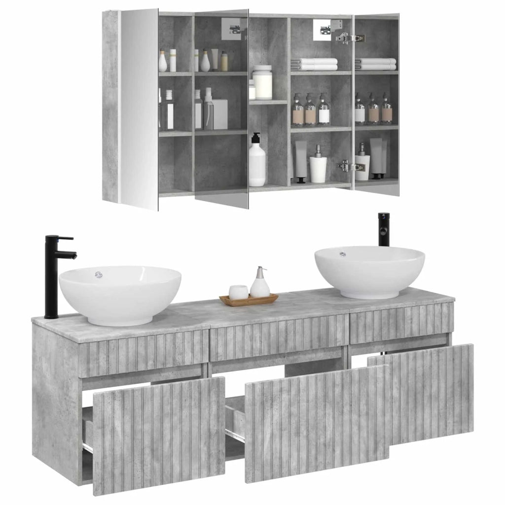 Set di Armadi da Bagno 4 pcs Grigio Cemento 3406626