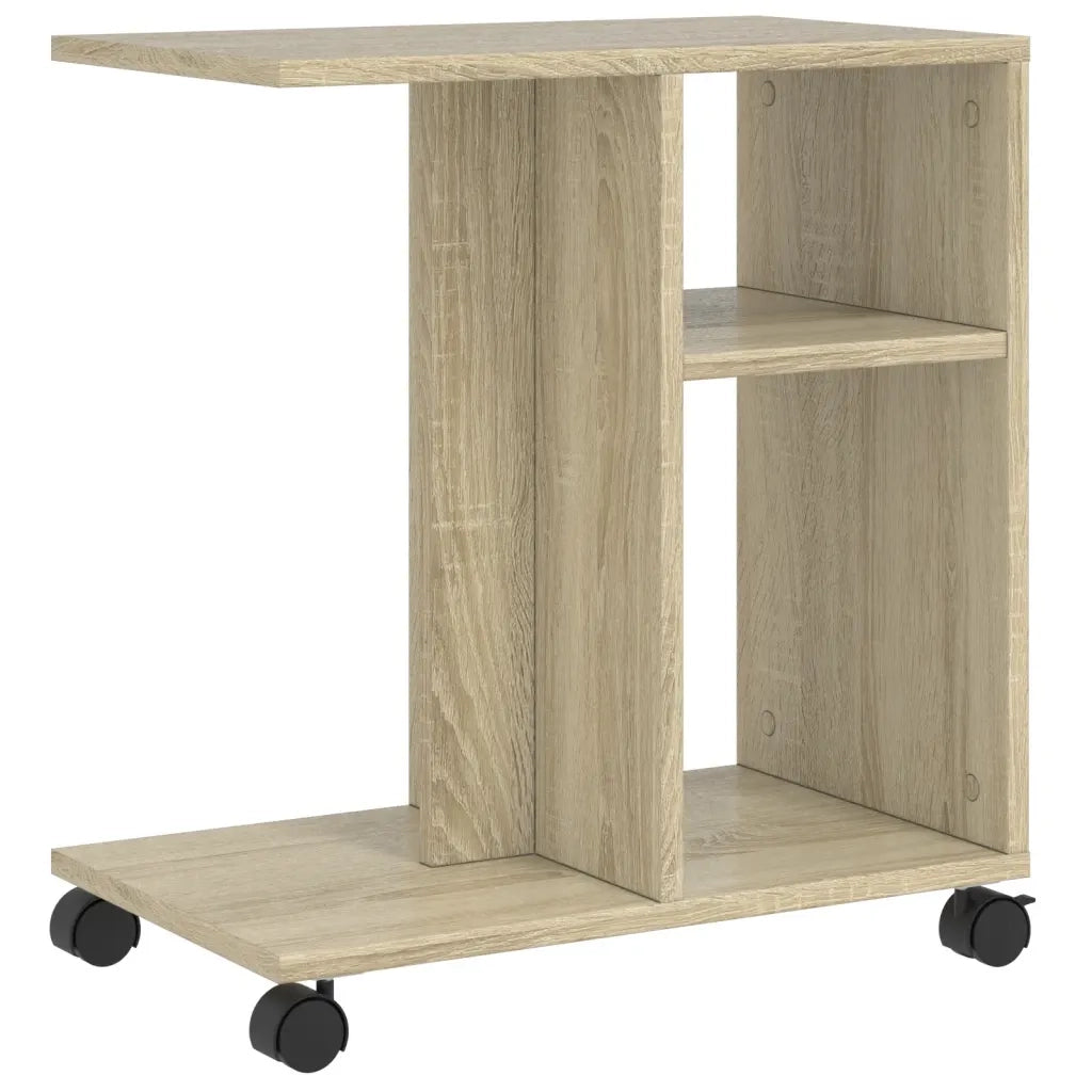 Tavolino con Ruote-Tavolino da soggiorno-Tavolo Rovere Sonoma 50x30x55 cm Legno Multistrato