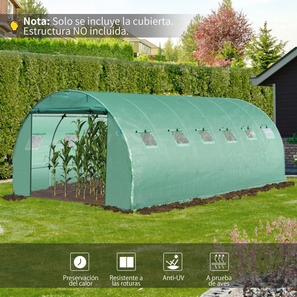Copertura per Serra Tunnel 600x300x200cm ¨C zephmum ¨C Verde con 12 Finestre