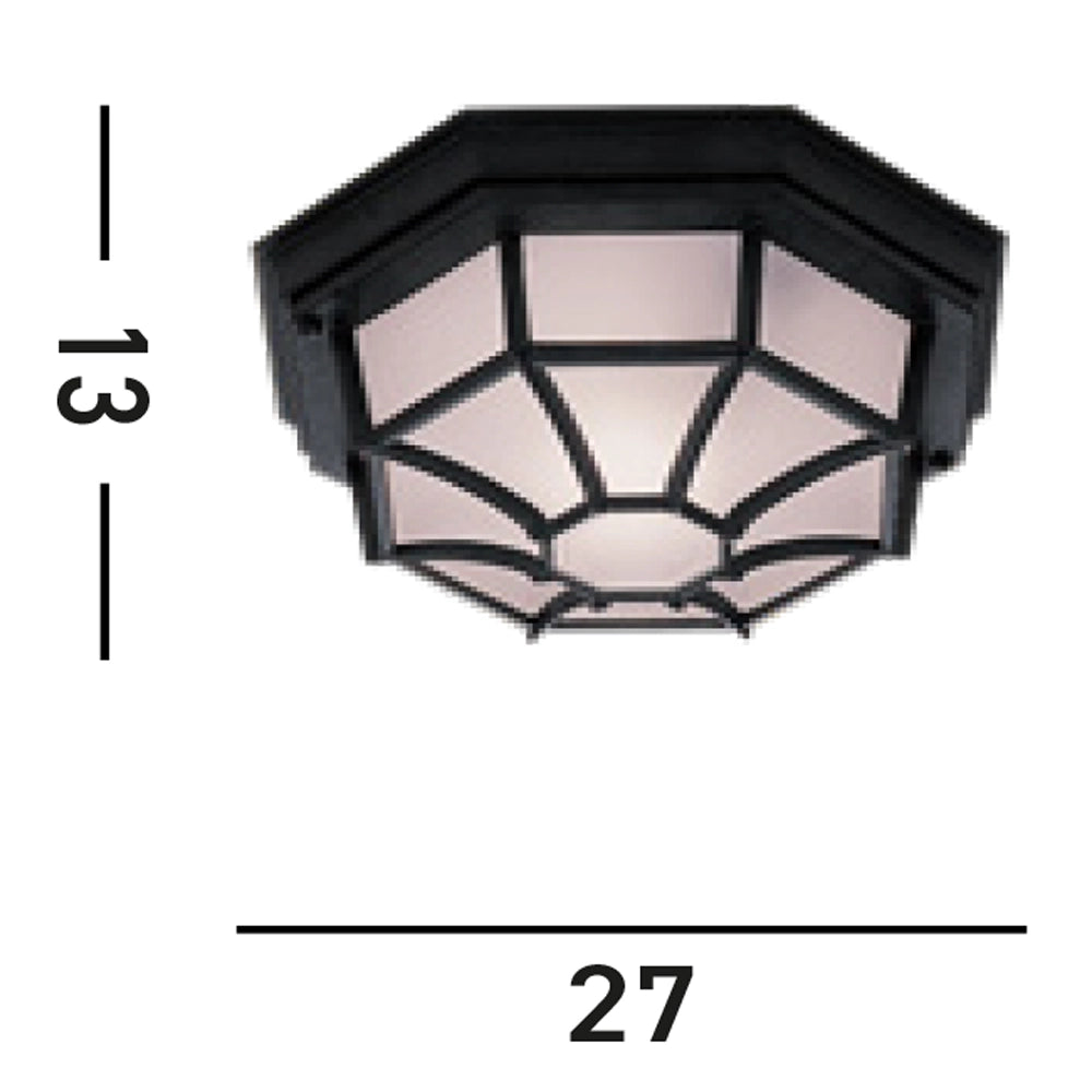 Applique Da Esterno Vintage - Decò Vermont Alluminio Nero Vetro 1 Luce E27