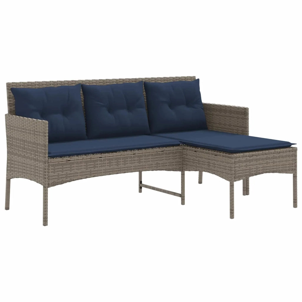 Set Divano da Giardino 2 pz | Set Salotto da Giardino Grigio e Blu Navy polyrattan