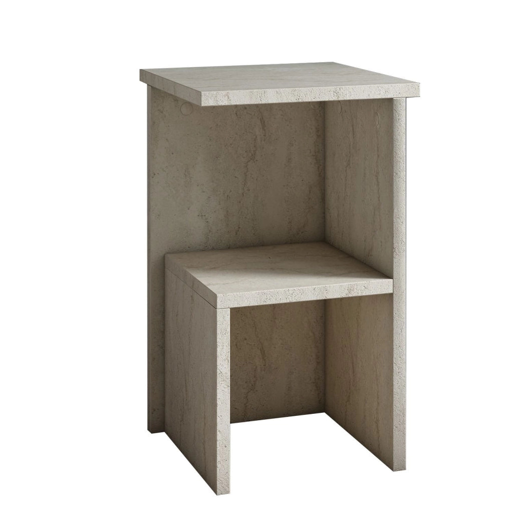 Comodino in legno "Roisin" - 30 x 30 x 50 cm - Travertino