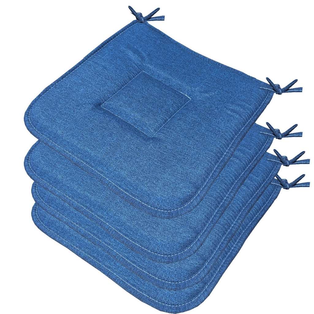 Set 4 Cuscini Sedia Cucina Cotone Morbidi Lavabili Universali Coprisedia Colore Pastello Blu