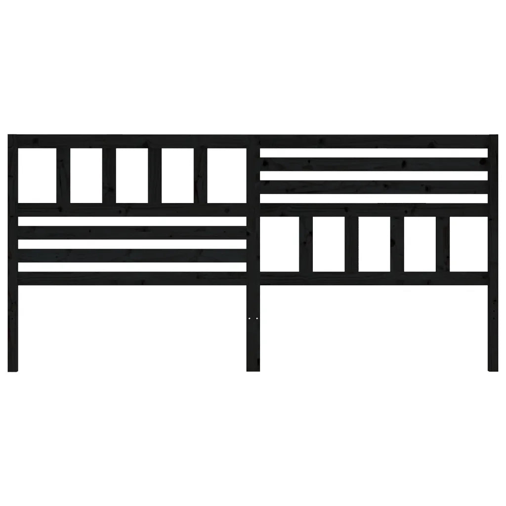 Testiera per Letto Nera 206x4x100 cm in Legno Massello di Pino